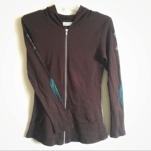 Lauren Moshi Horns Hooded Zip Up Thermal Brown S